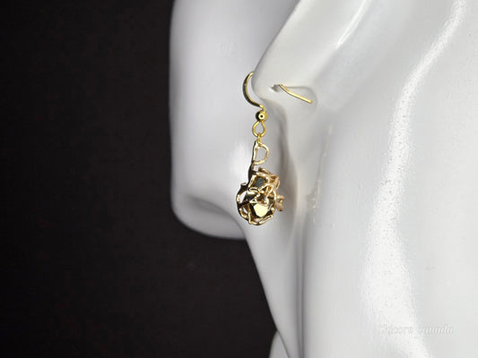 Artisan Raw Pyrite Drop Earrings – Natural Beauty in Gold Tones