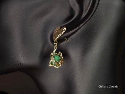 Boucles d'oreilles en jade vert faites à la main : Sérénité élégante