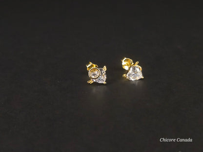 Sterling Silver Asymmetric Evil & Angel Stud Earrings – Luxury Statement Design