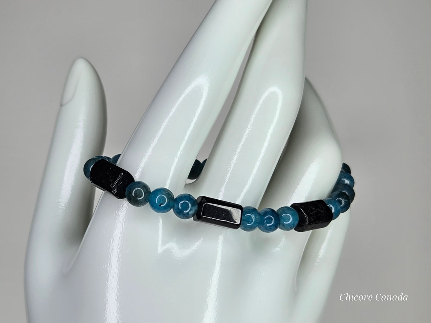 Awaken & Protect – Blue Apatite & Black Tourmaline Bracelet
