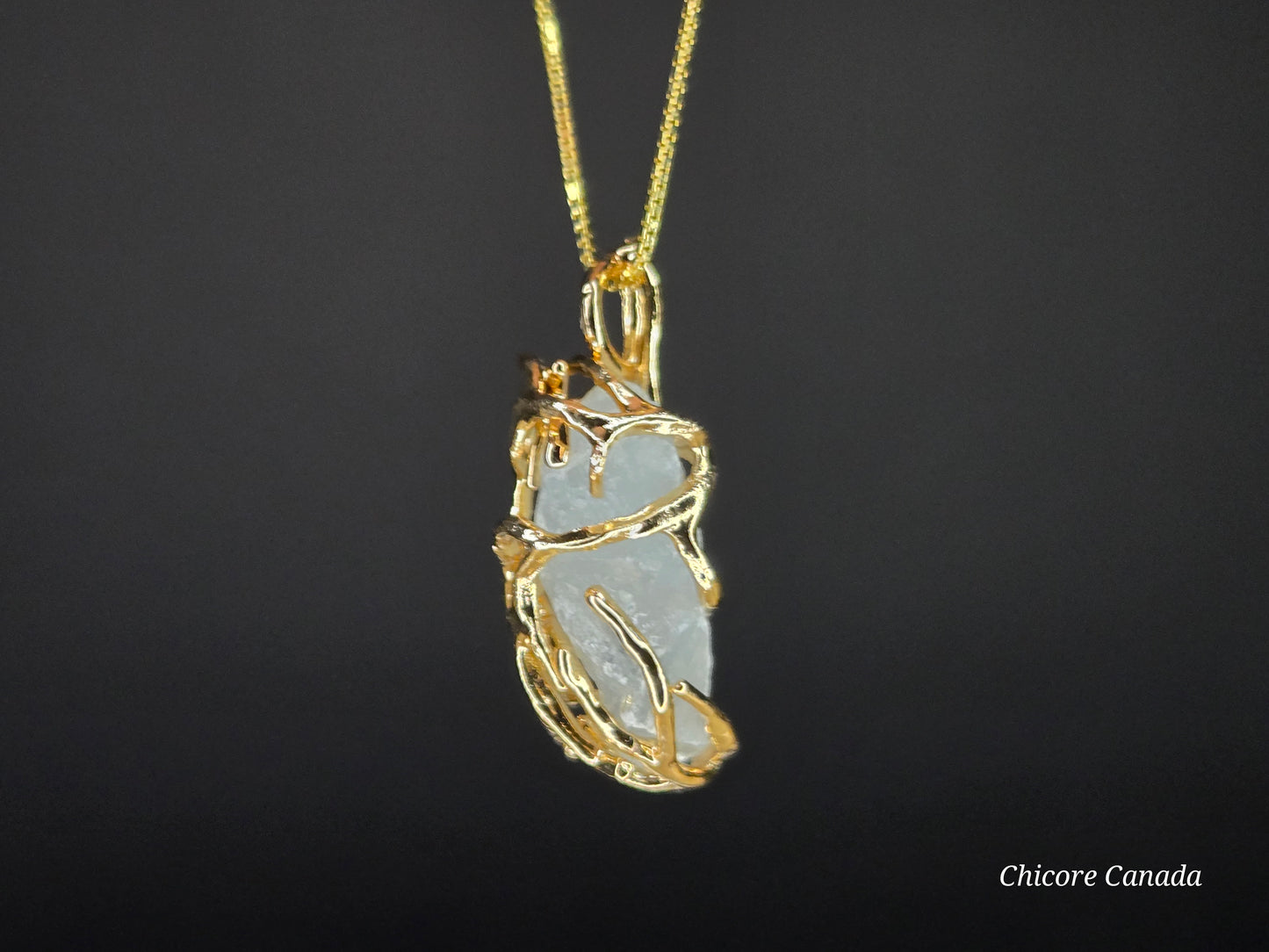 Ethereal Handmade Raw Celestite Pendant with 925 Sterling Silver Adjustable Necklace