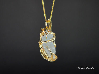 Ethereal Handmade Raw Celestite Pendant with 925 Sterling Silver Adjustable Necklace