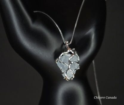 Artisan Raw Celestite Pendant with Adjustable 925 Sterling Silver Necklace