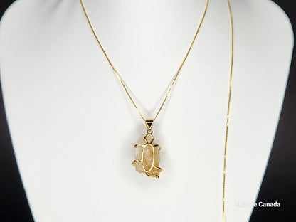 Collier pendentif artisanal en citrine brute naturelle à longueur réglable