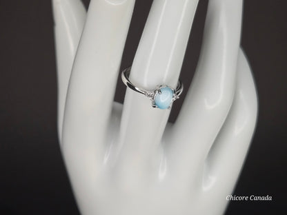 Caribbean Charm – Handmade Larimar Adjustable Silver Ring