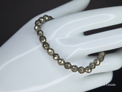 Chic Sophistication in Natural Stone - Faceted Pyrite Luxury Bracelet