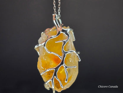 Exquisite Raw Brazilian Citrine Pendant Necklace in Refined Elegance