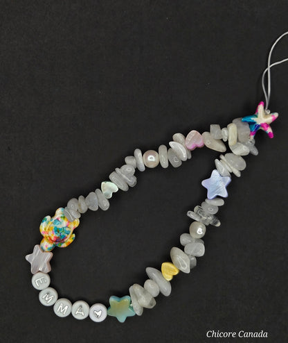 Elegant Glow: Handmade Natural Moonstone Elastic Phone Strap