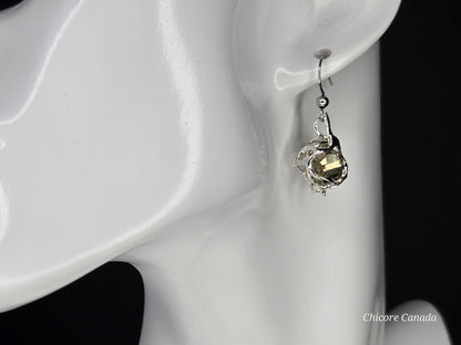 Golden Aura – Delicate Raw Pyrite Drop Earrings, Handmade Luxury