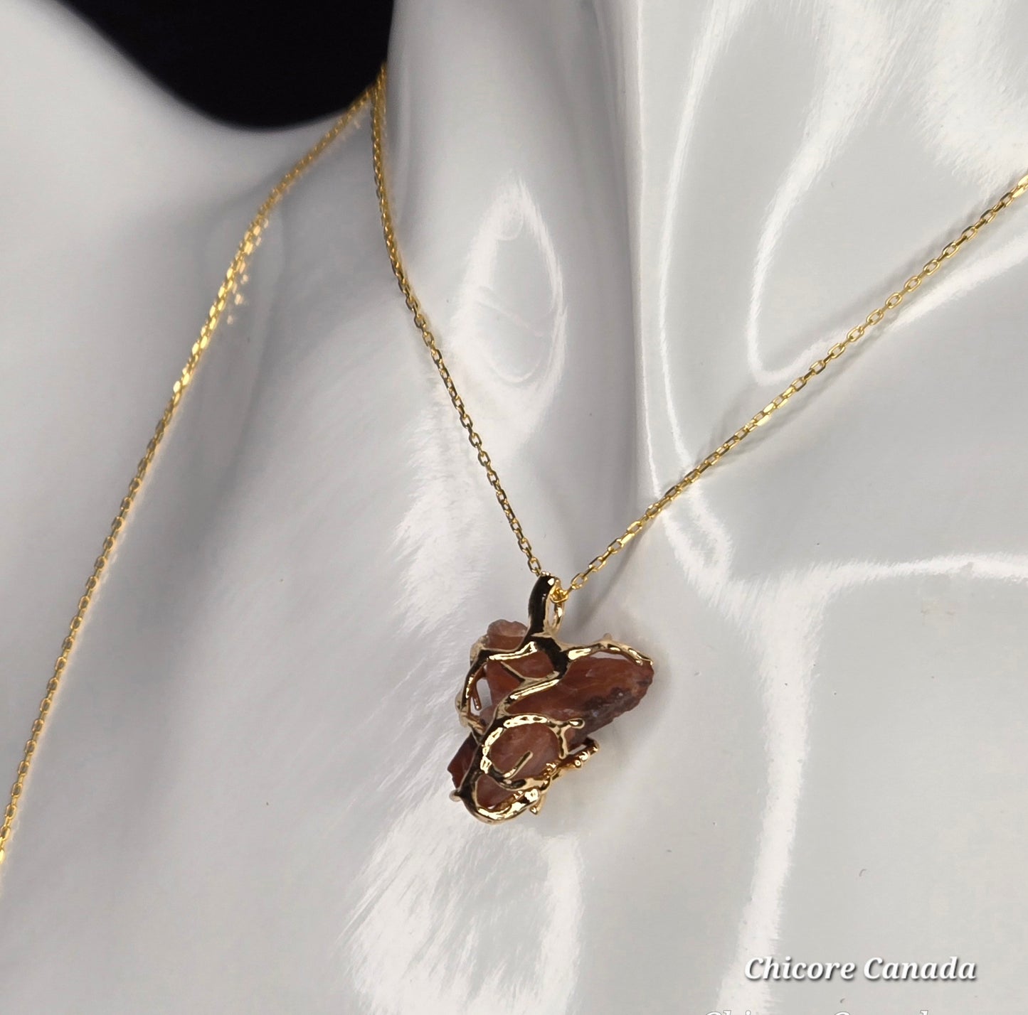 Raw Carnelian Necklace - Natural Stone, Refined Power