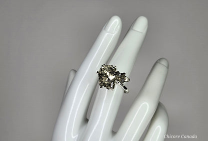 Elegant Raw Pyrite Ring – Adjustable Design with Empowering Stone Energy