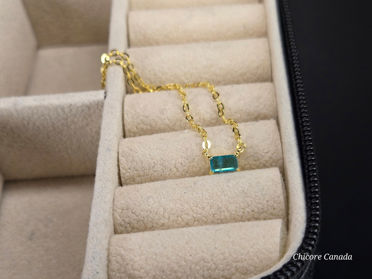 Dainty Paraiba Tourmaline Pendant with 925 Sterling Silver Adjustable Necklace