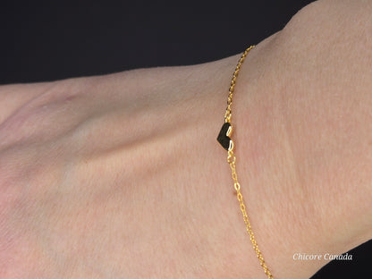 Sterling Silver Adjustable Bracelet With One Delicate Heart-Shaped Charm