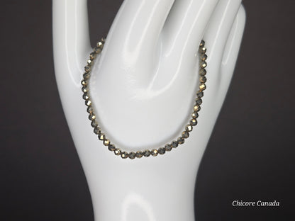 Dainty Faceted Pyrite Bracelet – Refined Elegance in Golden Glow