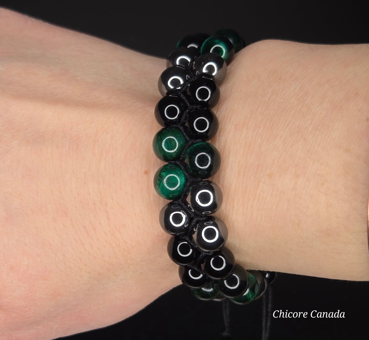 Malachite, Obsidian & Hematite Bracelet