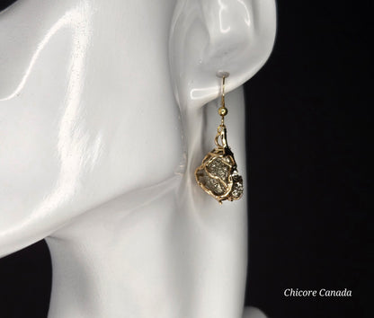 Luxury Handmade Raw Pyrite Earrings – Natural Elegance & Strength