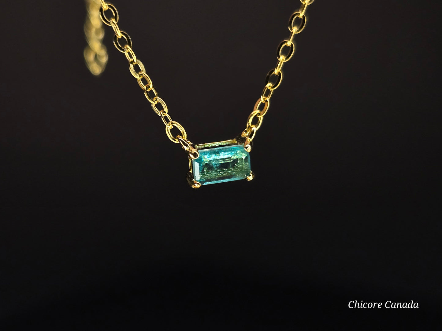 Dainty Paraiba Tourmaline Pendant with 925 Sterling Silver Adjustable Necklace
