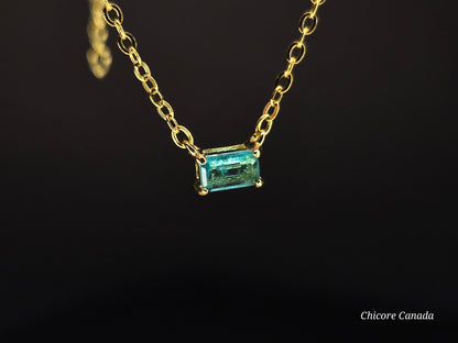 Dainty Paraiba Tourmaline Pendant with 925 Sterling Silver Adjustable Necklace