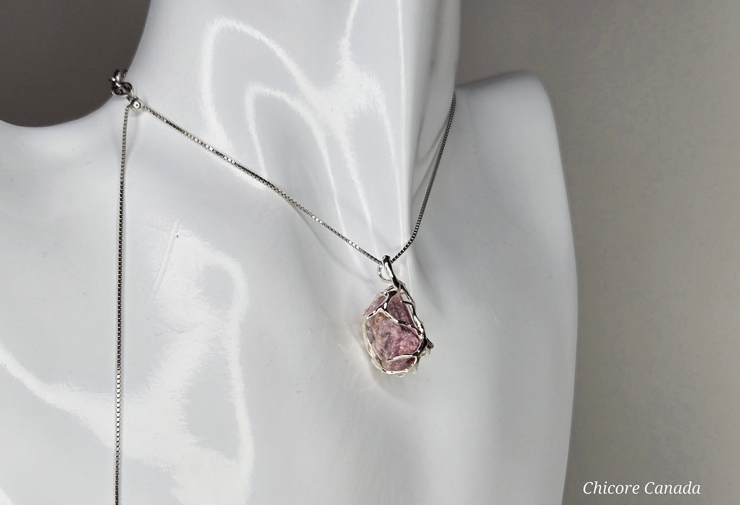 Delicate Raw Pink Tourmaline Necklace – Adjustable Handmade Crystal Pendant