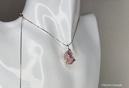Delicate Raw Pink Tourmaline Necklace – Adjustable Handmade Crystal Pendant