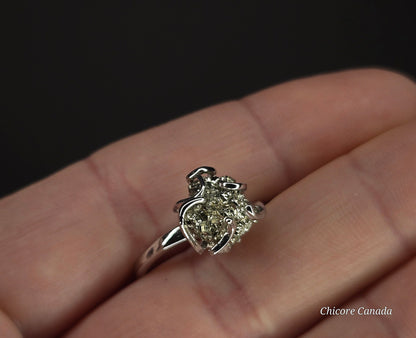 925 Sterling Silver Adjustable Raw Pyrite Ring