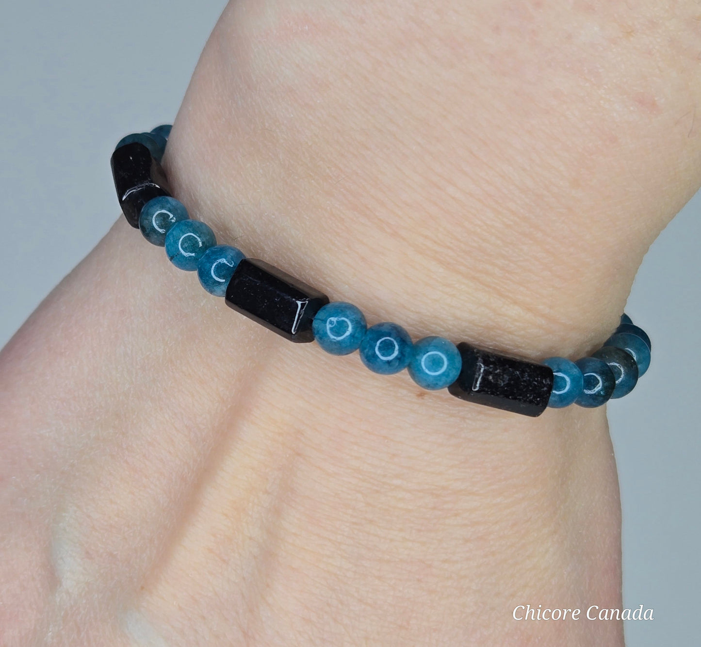 Awaken & Protect – Blue Apatite & Black Tourmaline Bracelet
