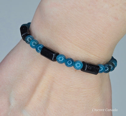 Awaken & Protect – Blue Apatite & Black Tourmaline Bracelet