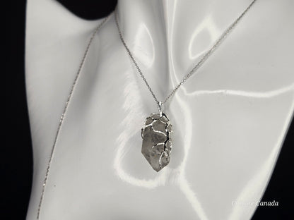 AA Grade Raw Herkimer Diamond Pendant – Handmade Natural Crystal Necklace with Adjustable 925 Sterling Silver