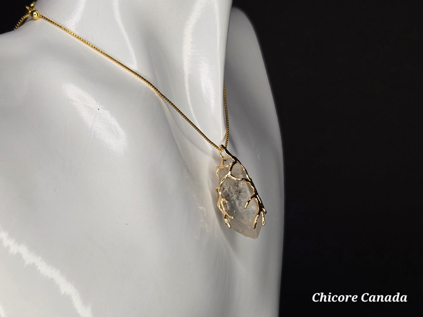 AA Raw Herkimer Diamond Pendant Necklace – Handmade Natural Crystal on Adjustable 925 Sterling Silver Chain - April Birthstone Jewelry