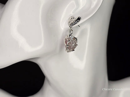 Boucles d'oreilles en quartz rose – Bijoux élégants et délicats