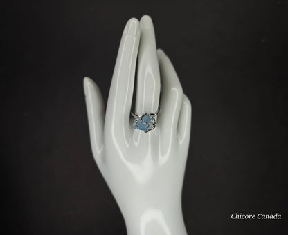 Timeless 925 Sterling Silver Adjustable Aquamarine Ring