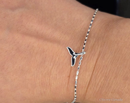 Enchanting 925 Sterling Silver Adjustable Bracelet with Mermaid Tail Charm