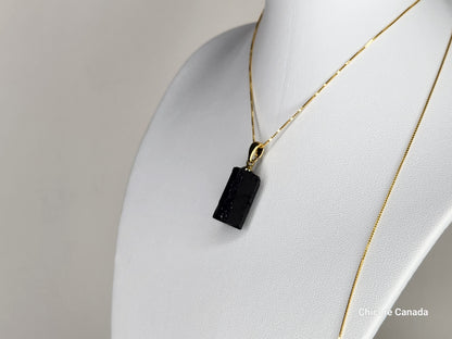 Adjustable Handmade Raw Black Tourmaline Pendant Necklace – Natural Stone Jewelry
