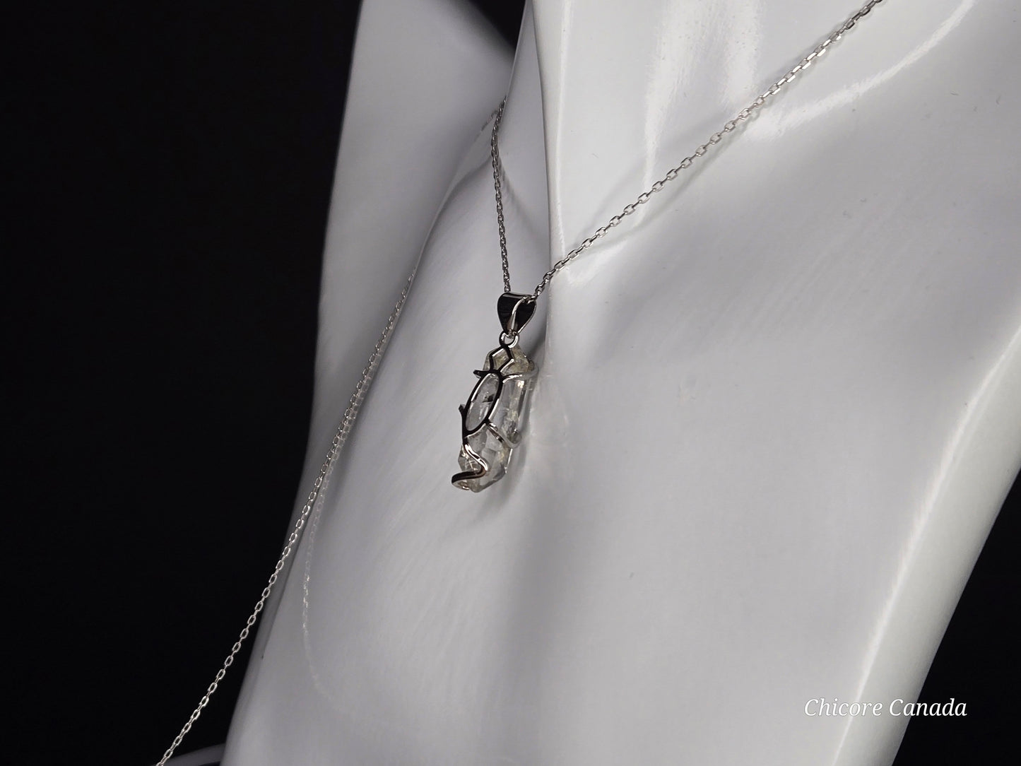 AAA Grade Raw Herkimer Diamond Pendant – Handmade Crystal Necklace with Adjustable 925 Sterling Silver
