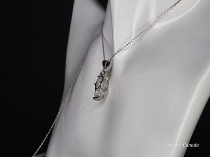 AAA Grade Raw Herkimer Diamond Pendant – Handmade Crystal Necklace with Adjustable 925 Sterling Silver
