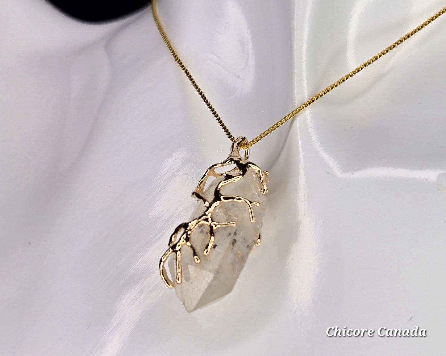 AA Raw Herkimer Diamond Pendant Necklace – Handmade Natural Crystal on Adjustable 925 Sterling Silver Chain - April Birthstone Jewelry