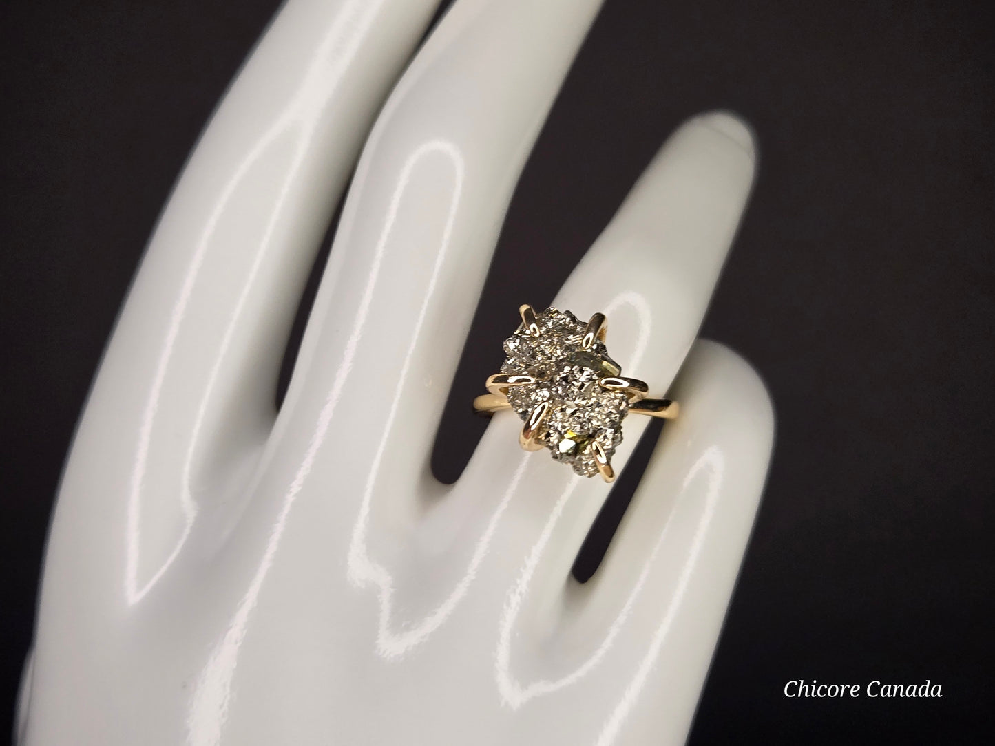 Adjustable Raw Pyrite Ring