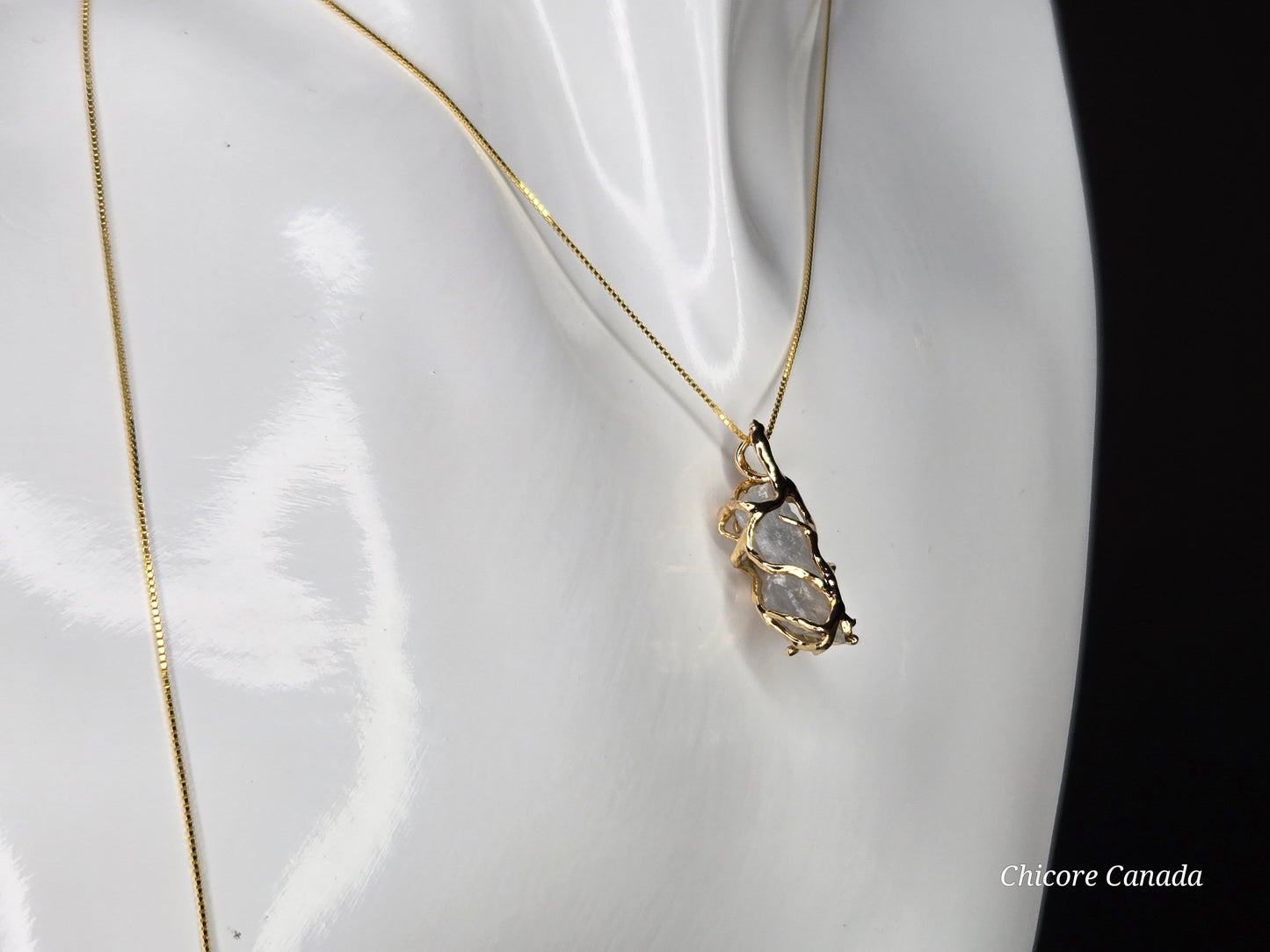 Ethereal Handmade Raw Celestite Pendant with 925 Sterling Silver Adjustable Necklace