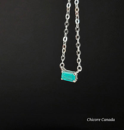 Rare Paraiba Green Tourmaline Dainty Pendant – Luxurious Adjustable Necklace for Elegance & Energy Balance