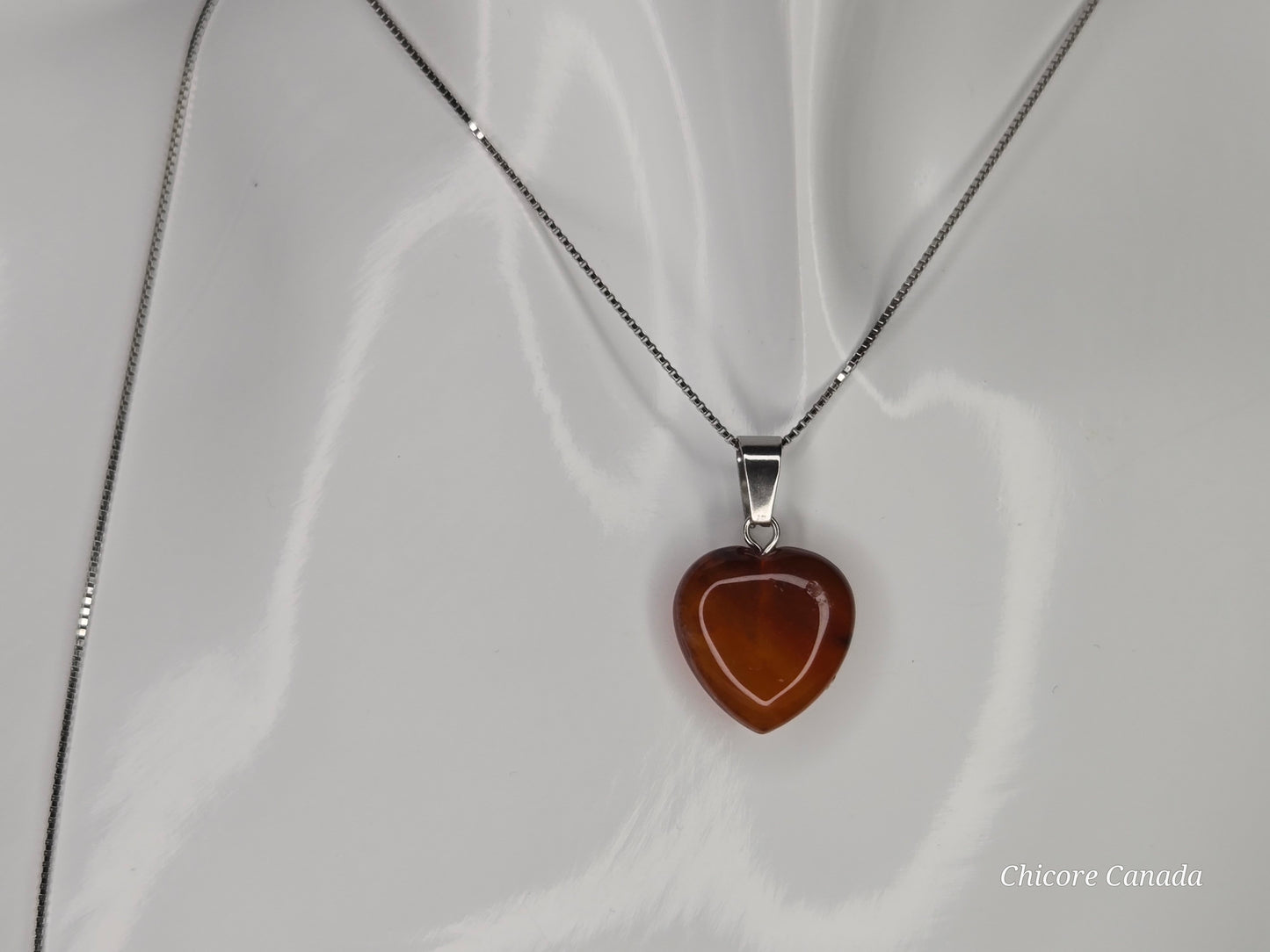 Eternal Glow: Handcrafted Heart-Shaped Carnelian Pendant with Adjustable Necklace