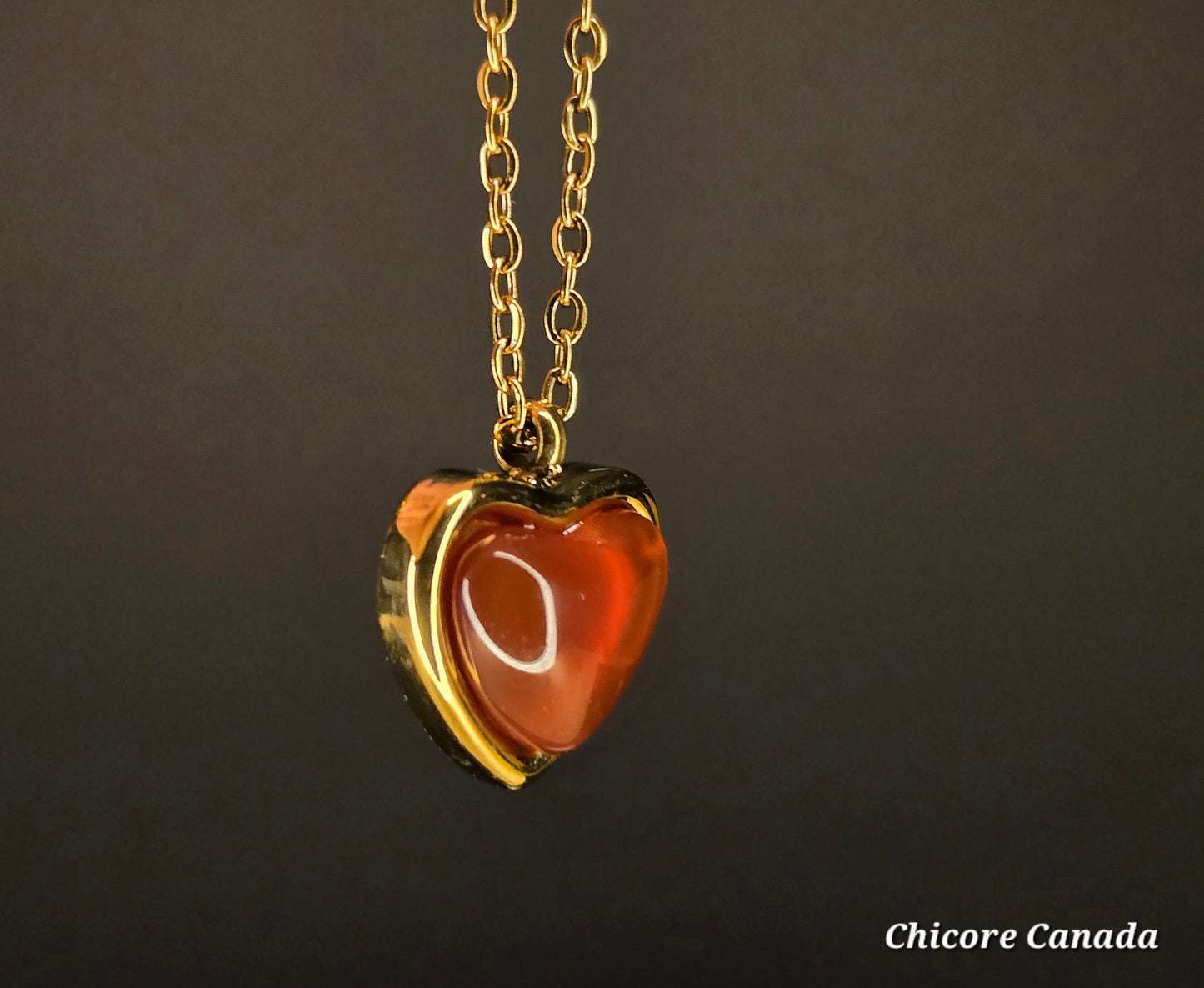 Delicate Heart-Shaped Carnelian Pendant – Symbol of Passion & Positivity