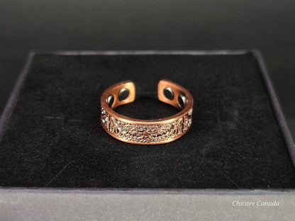Copper Tree of Life Magnetic Adjustable Ring – Luxury Healing Jewelry with 4 Magnets