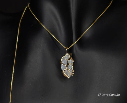 Ethereal Handmade Raw Celestite Pendant with 925 Sterling Silver Adjustable Necklace