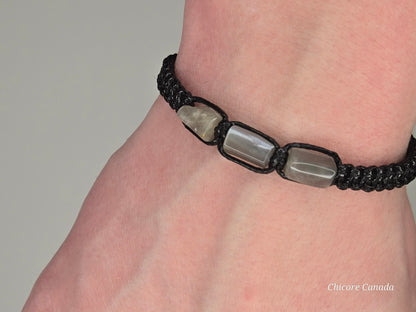Labradorite Adjustable Bracelet for Him – Stone of Strength, Intuition & Protection