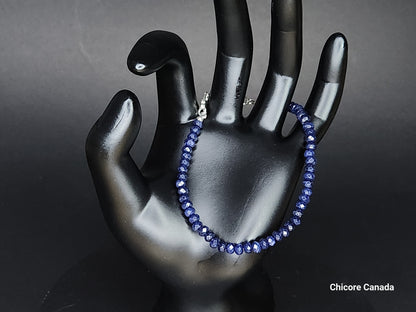 Magnifique bracelet délicat en saphir bleu fait main - Design élégant et intemporel