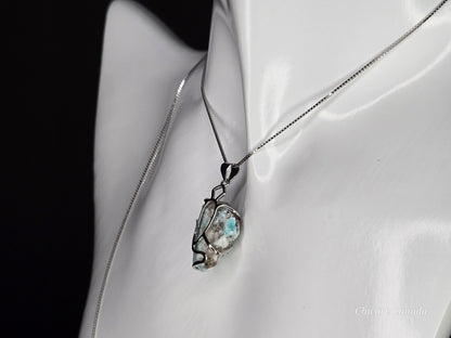 Grace in Blue – Handmade Amazonite Pendant with Adjustable Sterling Silver Necklace