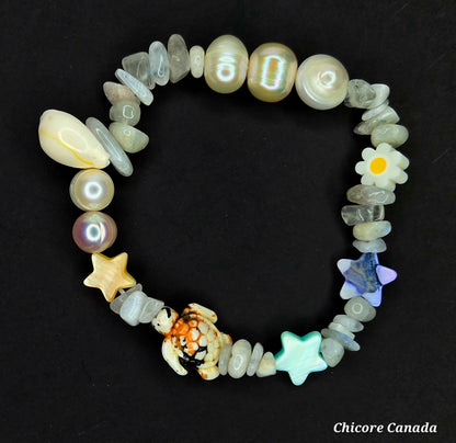 Boho Beach Charm Moonstone Bracelet – Customizable Summer Jewelry