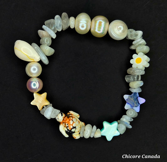 Boho Beach Charm Moonstone Bracelet – Customizable Summer Jewelry