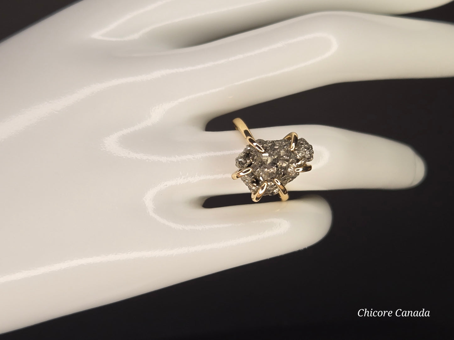 Handmade Raw Pyrite Ring – Bold, Elegant, and Naturally Radiant Statement Jewelry