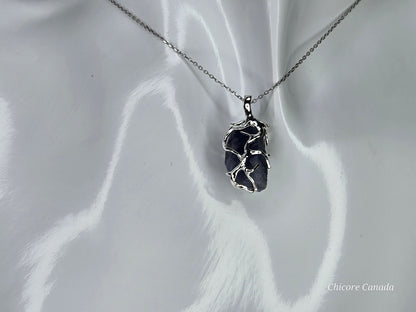 Royal Midnight — Handmade Natural Sapphire Pendant with Adjustable Necklace